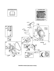 Cylinder/Crankshaft/Crankcase Diagram and Parts List for 20M200 0007-0919 Briggs and Stratton Engine